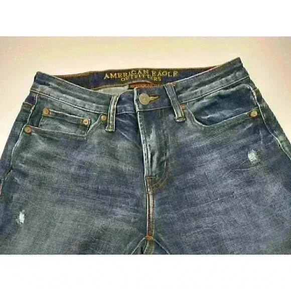American Eagle 360 Extreme Flex Skinny Jeans Mens 28x32 Distressed - Picture 6 of 11